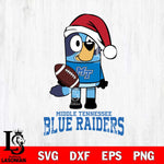 Middle Tennessee Blue Raiders Bluey Christmas Svg Eps Dxf Png File, Digital Download