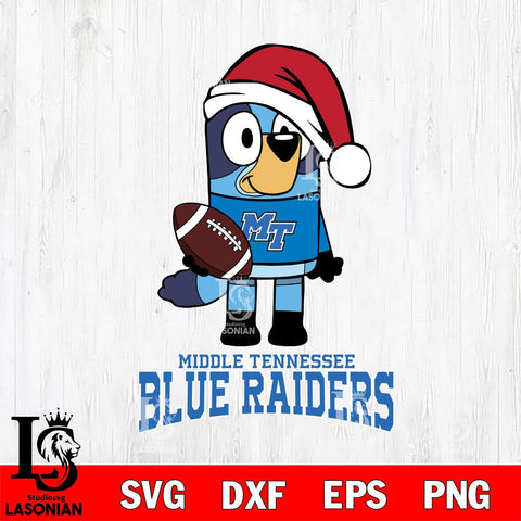 Middle Tennessee Blue Raiders Bluey Christmas Svg Eps Dxf Png File, Digital Download