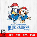 Middle Tennessee Blue Raiders Bluey Christmas Holiday Svg Eps Dxf Png File, Digital Download