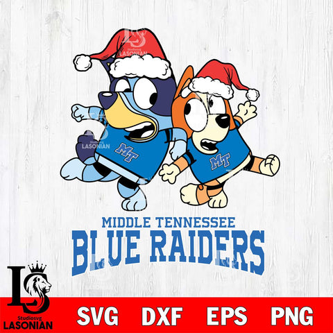 Middle Tennessee Blue Raiders Bluey Christmas Holiday Svg Eps Dxf Png File, Digital Download