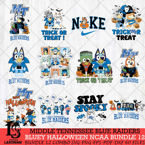 Middle Tennessee Blue Raiders Bluey Halloween NCAA 12 SVG Eps Dxf Png File, Bundle NCAA svg, Digital Download, Instant Download