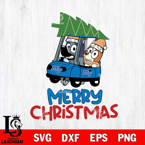 Middle Tennessee Blue Raiders Bluey Merry Christmas Svg Eps Dxf Png File, Digital Download