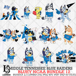 Middle Tennessee Blue Raiders Bluey NCAA Bundle 12 Svg Eps Dxf Png File, Digital Download, Instant Download