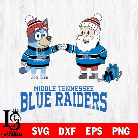 Middle Tennessee Blue Raiders Bluey With Satan Christmas File Cut, NCAA SVG DXF EPS PNG FILE, Digital Download,Instant Download, Silhouette