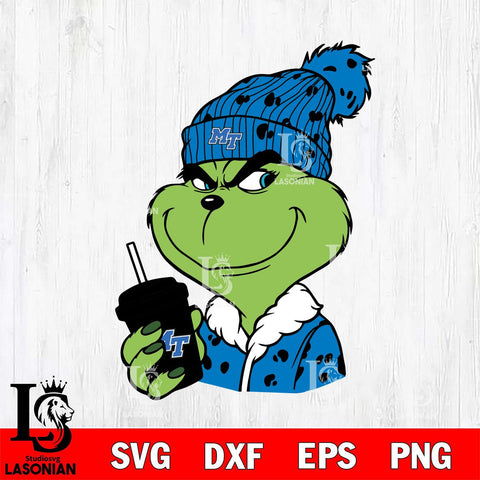 Middle Tennessee Blue Raiders Boujee Grinch 3 Svg Eps Dxf Png File, Digital Download, Instant Download