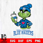 Middle Tennessee Blue Raiders Boujee Grinch Heart Christmas Cut Files Cricut, Svg Dxf Eps Png file, Digital download , Silhouette
