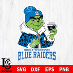 Middle Tennessee Blue Raiders Boujee Grinch Leopard Christmas Cut Files Cricut, Svg Dxf Eps Png file, Digital download , Silhouette