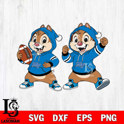 Middle Tennessee Blue Raiders Chip và Dale Football File Cut, NCAA SVG DXF EPS PNG FILE, Digital Download , Criucut , Silhouette