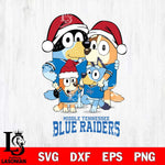 Middle Tennessee Blue Raiders Christmas Bluey Family Sport Cut Files,Bluey Cricut,Christmas Svg , Bluey svg , Digital Download, dxf eps png pdf file
