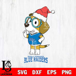 Middle Tennessee Blue Raiders Christmas Bluey Honey Sport Cut Files,Bluey Cricut,Christmas Svg , Bluey svg , Digital Download, dxf eps png pdf file