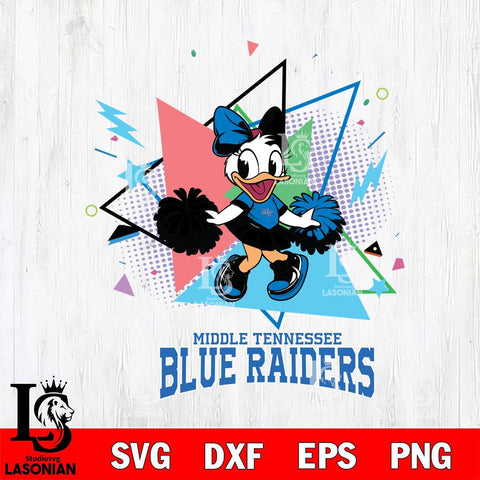 Middle Tennessee Blue Raiders Cute Daisy Duck Cheerleader SVG DXF EPS PNG FILE, NCAA File Cut,Digital Download,Instant Download