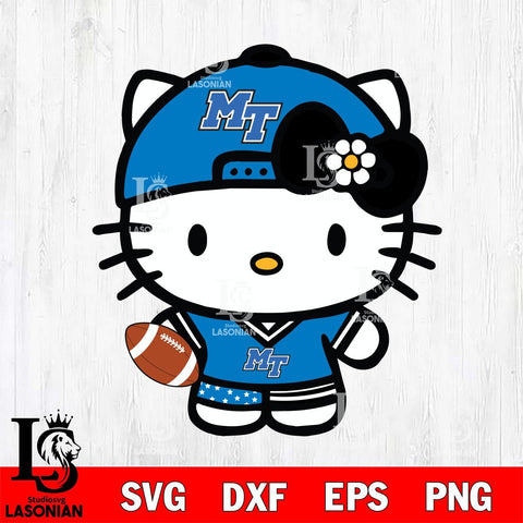 Middle Tennessee Blue Raiders Cute Hello Kitty Football 10 Svg Eps Dxf Png File, NCAA svg, Digital Download, Instant Download