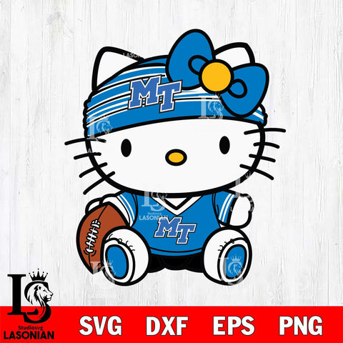 Middle Tennessee Blue Raiders Cute Hello Kitty Football 12 Svg Eps Dxf Png File, NCAA svg, Digital Download, Instant Download