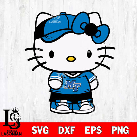 Middle Tennessee Blue Raiders Cute Hello Kitty Football 2 Svg Eps Dxf Png File, NCAA svg, Digital Download, Instant Download