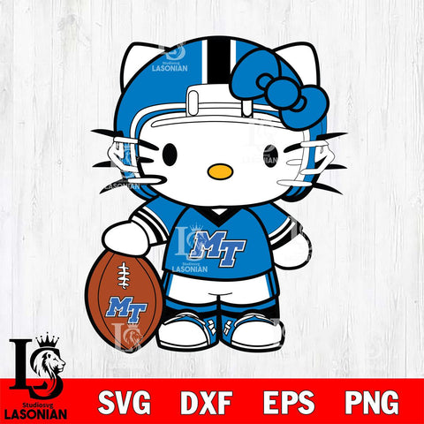 Middle Tennessee Blue Raiders Cute Hello Kitty Football 3 Svg Eps Dxf Png File, NCAA svg, Digital Download, Instant Download