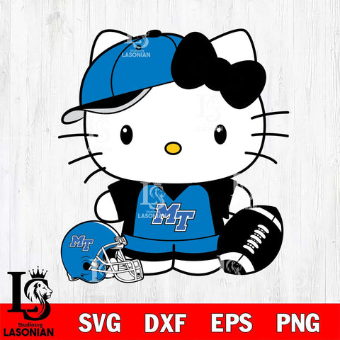 Middle Tennessee Blue Raiders Cute Hello Kitty Football 4 Svg Eps Dxf Png File, NCAA svg, Digital Download, Instant Download