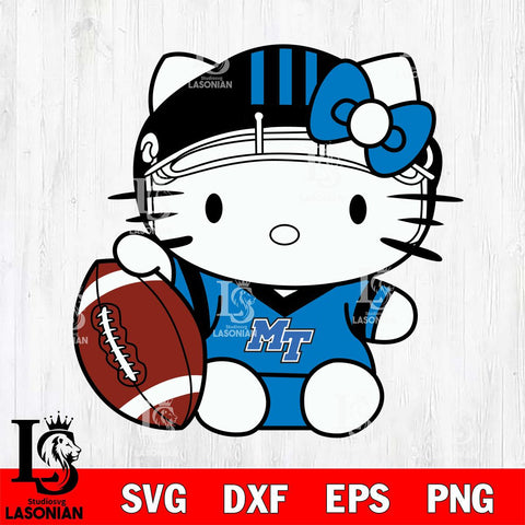 Middle Tennessee Blue Raiders Cute Hello Kitty Football 5 Svg Eps Dxf Png File, NCAA svg, Digital Download, Instant Download