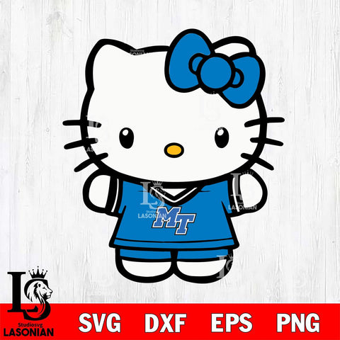 Middle Tennessee Blue Raiders Cute Hello Kitty Football 6 Svg Eps Dxf Png File, NCAA svg, Digital Download, Instant Download