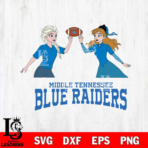 Middle Tennessee Blue Raiders Elsa & Anna Football Cricut,Christmas SVG DXF EPS PNG FILE, NCAA Digital Download,Instant Download, Silhouette