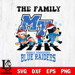 Middle Tennessee Blue Raiders Family Bluey Christmas Svg Eps Dxf Png File, Digital Download