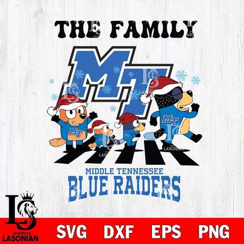 Middle Tennessee Blue Raiders Family Bluey Christmas Svg Eps Dxf Png File, Digital Download