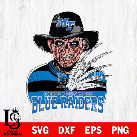Middle Tennessee Blue Raiders Freddy Krueger Horror Halloween Svg Eps Dxf Png File, NCAA svg, Digital Download, Instant Download