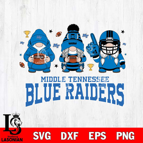 Middle Tennessee Blue Raiders Gnome #1 Football File Cut, NCAA SVG, Digital Download , Criucut , Silhouette