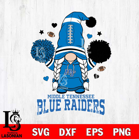 Middle Tennessee Blue Raiders Gnome cheerleader File Cut, NCAA SVG, Digital Download , Criucut , Silhouette