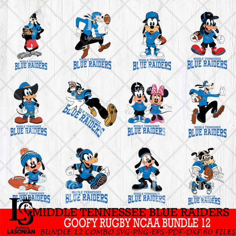 Middle Tennessee Blue Raiders Goofy Rugby Disney NCAA Bundle 12 SVG DXF EPS PNG FILE,NCAA bundle svg ,Football Digital Download,Instant Download, Silhouette