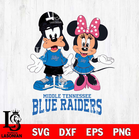 Middle Tennessee Blue Raiders Goofy and Minnie mouse Football SVG DXF EPS PNG FILE,NCAA svg ,Football Digital Download,Instant Download, Silhouette