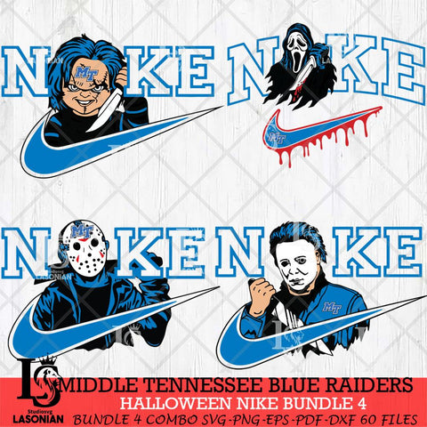 Middle Tennessee Blue Raiders Halloween Nike NCAA Bundle 4 Svg Eps Dxf Png File, Digital Download, Instant Download
