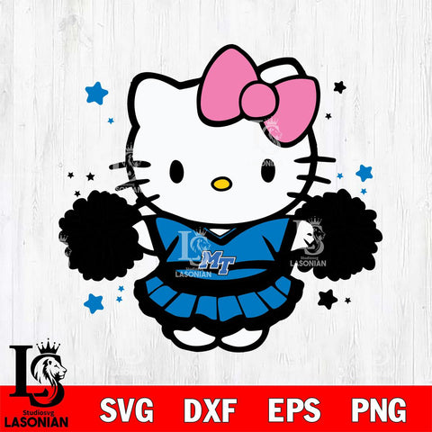 Middle Tennessee Blue Raiders Hello Kitty Cheerleader 10 Svg Eps Dxf Png File, Digital Download, Instant Download