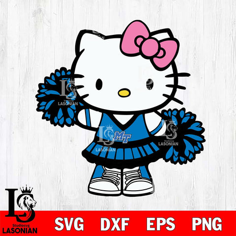 Middle Tennessee Blue Raiders Hello Kitty Cheerleader 11 Svg Eps Dxf Png File, Digital Download, Instant Download