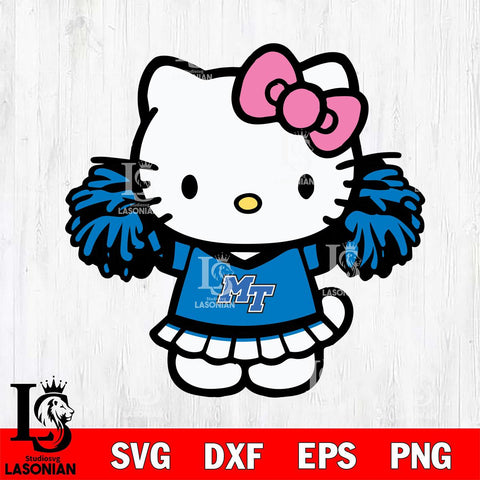Middle Tennessee Blue Raiders Hello Kitty Cheerleader 3 Svg Eps Dxf Png File, Digital Download, Instant Download