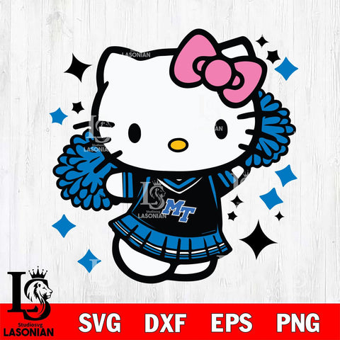 Middle Tennessee Blue Raiders Hello Kitty Cheerleader 4 Svg Eps Dxf Png File, Digital Download, Instant Download
