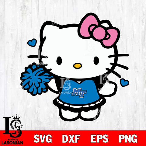 Middle Tennessee Blue Raiders Hello Kitty Cheerleader 6 Svg Eps Dxf Png File, Digital Download, Instant Download