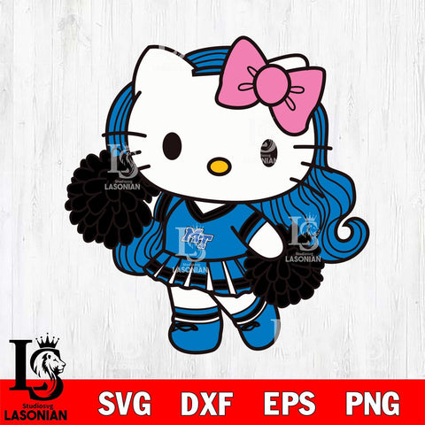 Middle Tennessee Blue Raiders Hello Kitty Cheerleader 7 Svg Eps Dxf Png File, Digital Download, Instant Download
