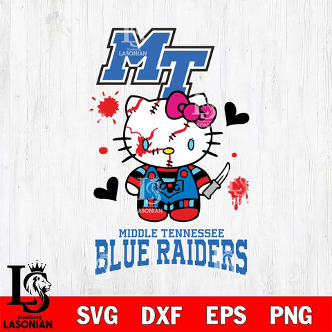 Middle Tennessee Blue Raiders Hello Kitty Horror 2 Svg Eps Dxf Png File, Digital Download
