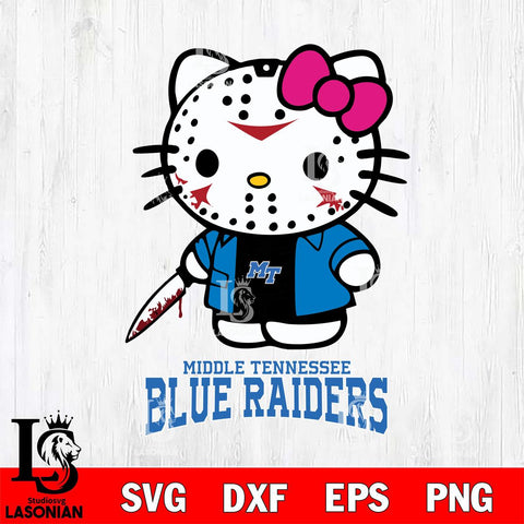 Middle Tennessee Blue Raiders Hello Kitty Horror 3 Svg Eps Dxf Png File, Digital Download