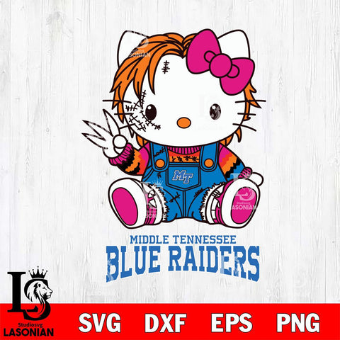 Middle Tennessee Blue Raiders Hello Kitty Horror Svg Eps Dxf Png File, Digital Download