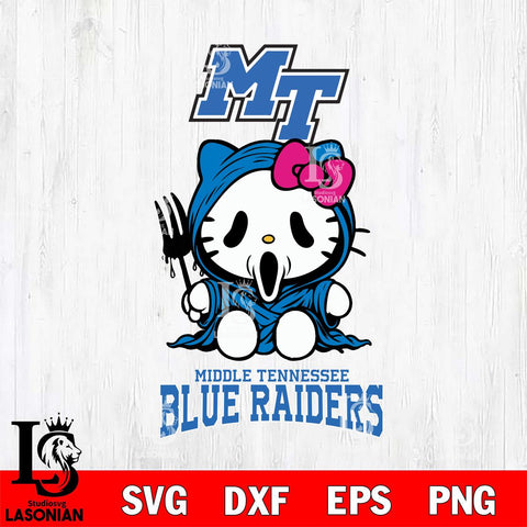 Middle Tennessee Blue Raiders Hello Kitty Horror 4 Svg Eps Dxf Png File, Digital Download