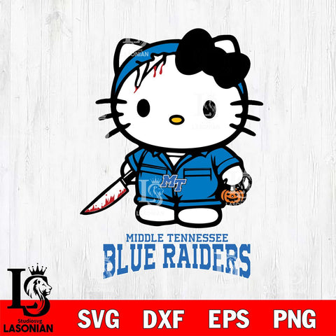 Middle Tennessee Blue Raiders Hello Kitty Horror 5 Svg Eps Dxf Png File, Digital Download