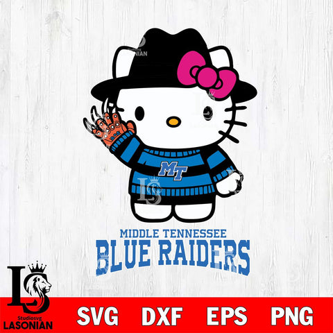 Middle Tennessee Blue Raiders Hello Kitty Horror 6 Svg Eps Dxf Png File, Digital Download