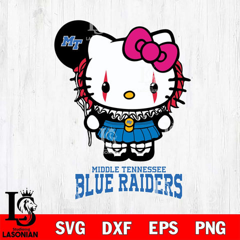 Middle Tennessee Blue Raiders Hello Kitty Horror 7 Svg Eps Dxf Png File, Digital Download