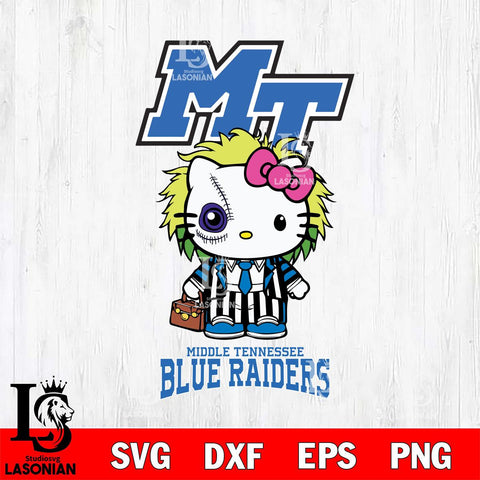 Middle Tennessee Blue Raiders Hello Kitty Horror 8 Svg Eps Dxf Png File, Digital Download