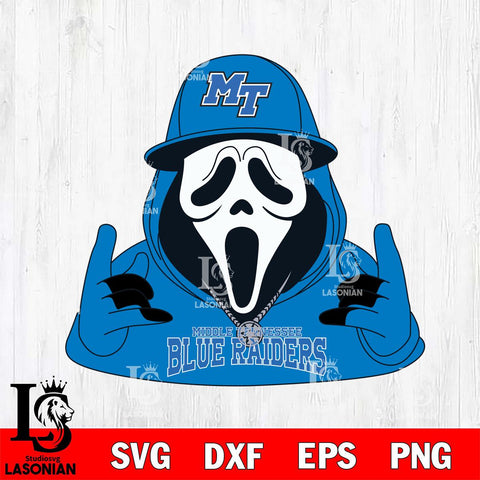 Middle Tennessee Blue Raiders Horror Character Ghostface Sport Svg Eps Dxf Png File, NCAA svg, Digital Download, Instant Download