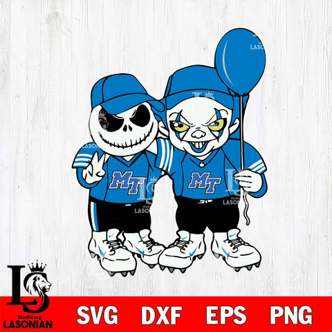 Middle Tennessee Blue Raiders Jack Skellington And Pennywise Football Svg Eps Dxf Png File, NCAA svg, Digital Download, Instant Download