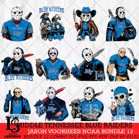 Middle Tennessee Blue Raiders Jason Voorhees Horror Bundle 12 SVG Eps Dxf Png File, bundle NCAA svg, Digital Download, Instant Download
