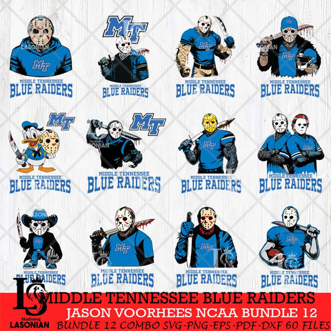 Middle Tennessee Blue Raiders Jason Voorhees NCAA Bundle 12 SVG Svg Eps Dxf Png File, Digital Download