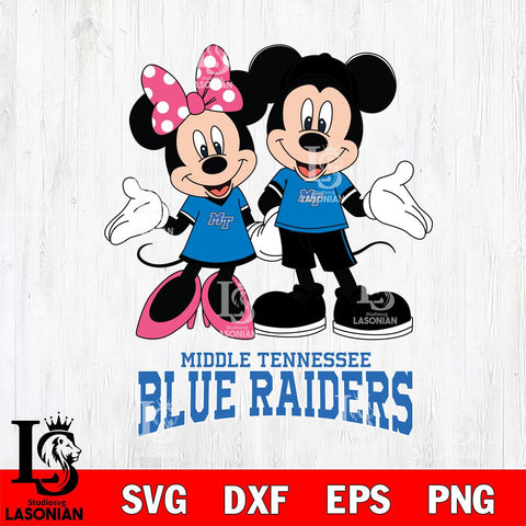 Middle Tennessee Blue Raiders Mickey Minnie Mouse Sport Svg Eps Dxf Png File, NCAA svg , File Cut , Digital Download , Instant Download, Cut Svg Files